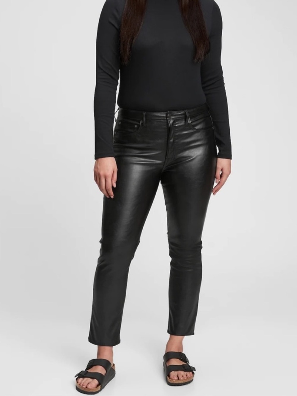 Gap Vintage Slim High Rise vegan Leather Jeans Black Sz 30/10R Straight Leg NWT
